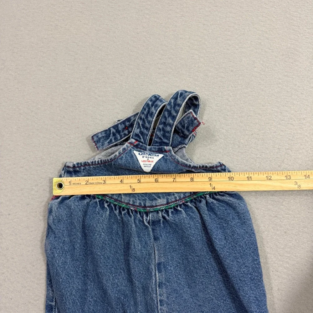 OshKosh B'gosh Overalls Kids 18M Blue Denim Plaid Lined Vintage USA Made 826-031